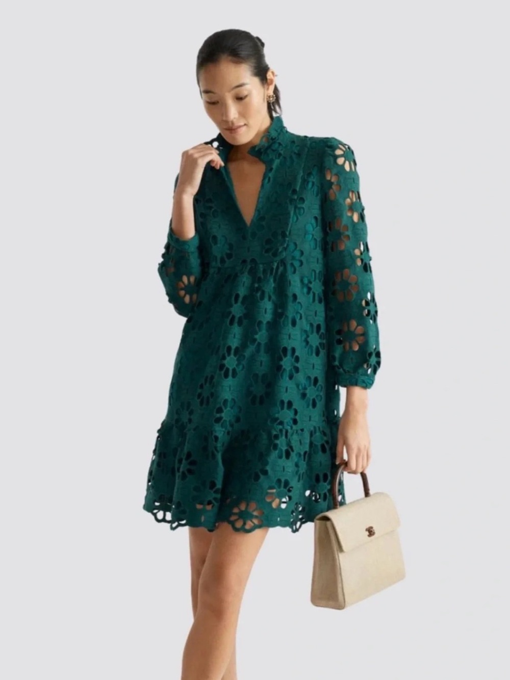 Tuckernuck Women’s Lace Palmerston Mini Dress in Emerald Green Plus Size 3X